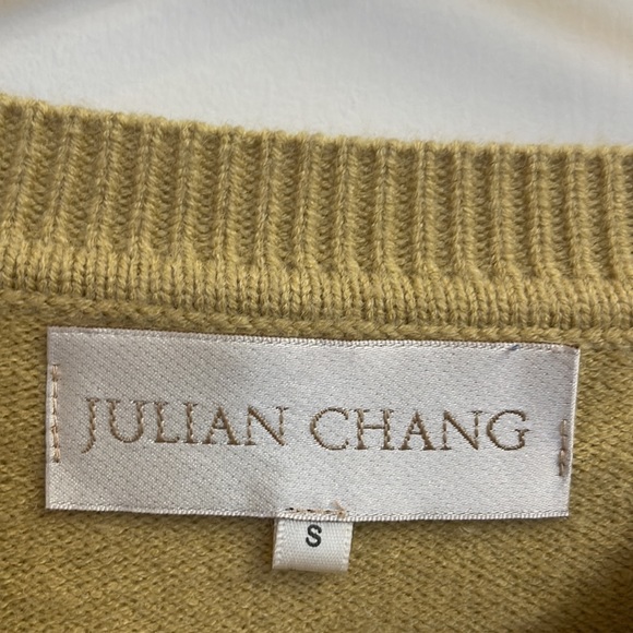 NWOT JULIAN CHANG Wool Cashmere Blend Ruffle Trim Crewneck Pullover Sweater S - Picture 2 of 7
